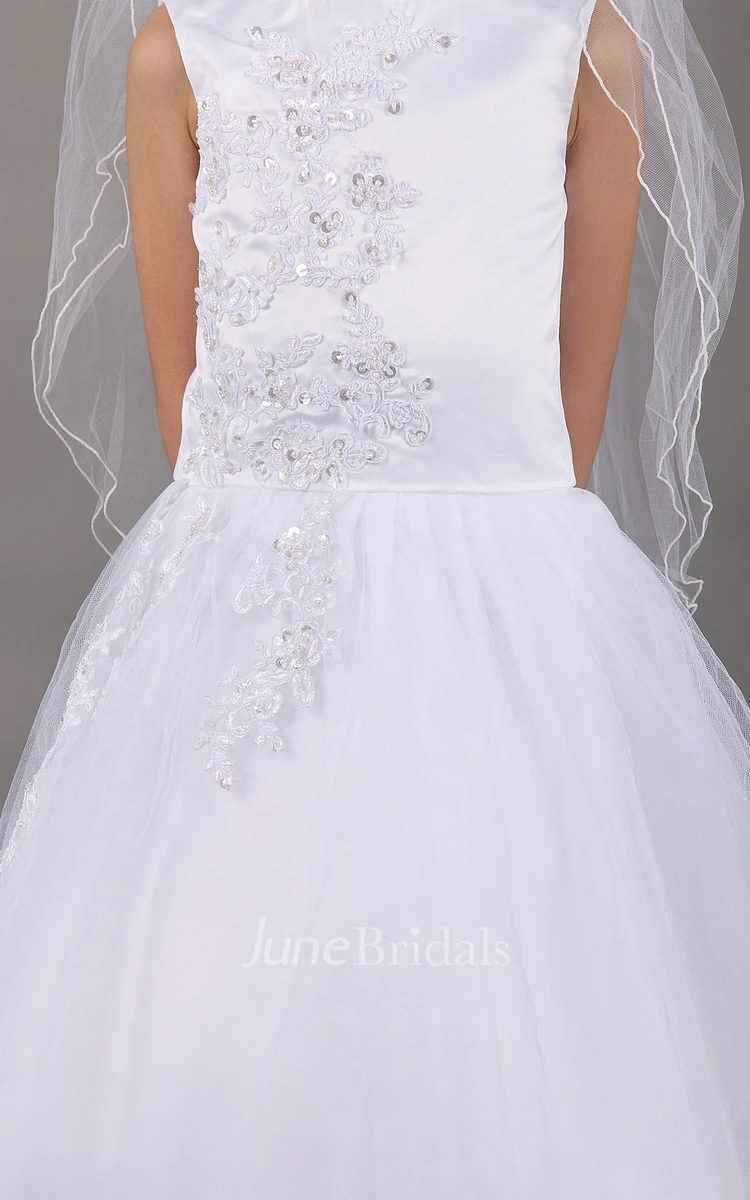 A-Line Princess Ball Gown With Lace Appliques And Soft Tulle