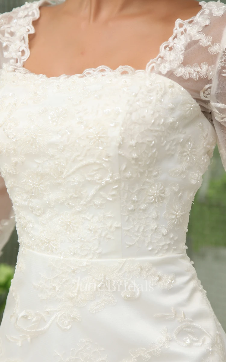 Romantic Vintage Half-Sleeve Dress With Lace Overlay