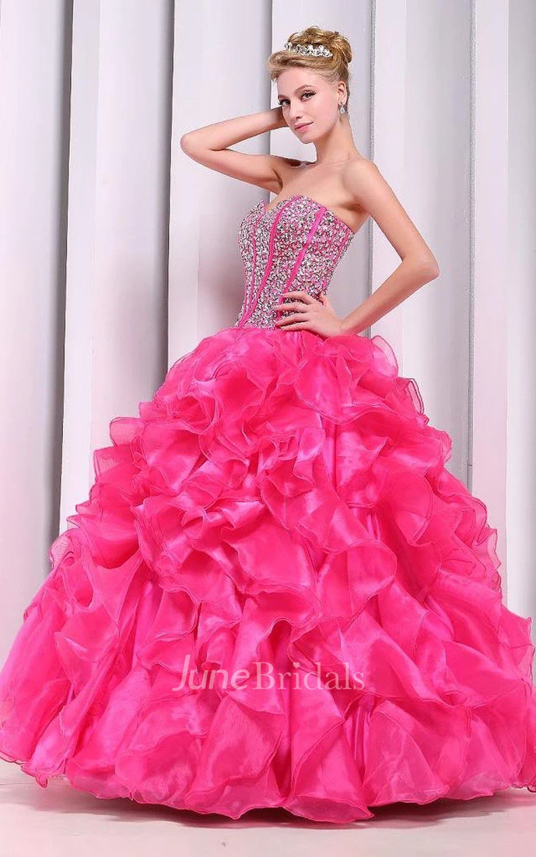 Chic Sweetheart Ball Gown With Ruffles and Beadings