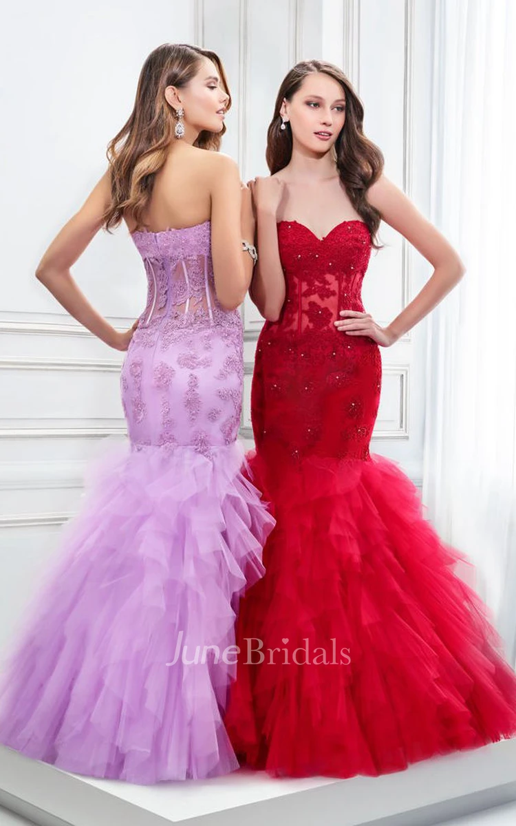 Purple Tulle Mismatched Mermaid Convertible Sweetheart Long
