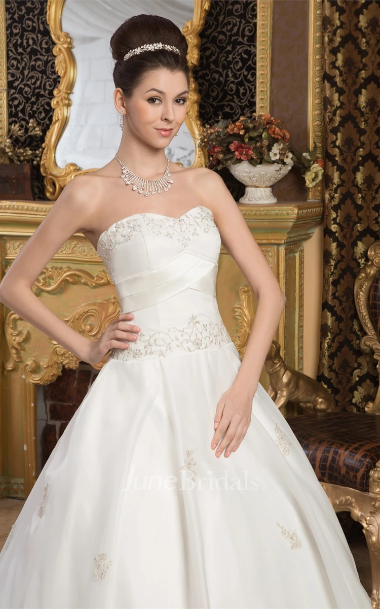 Sweetheart A-Line Embroidered Gown with Rhinestone