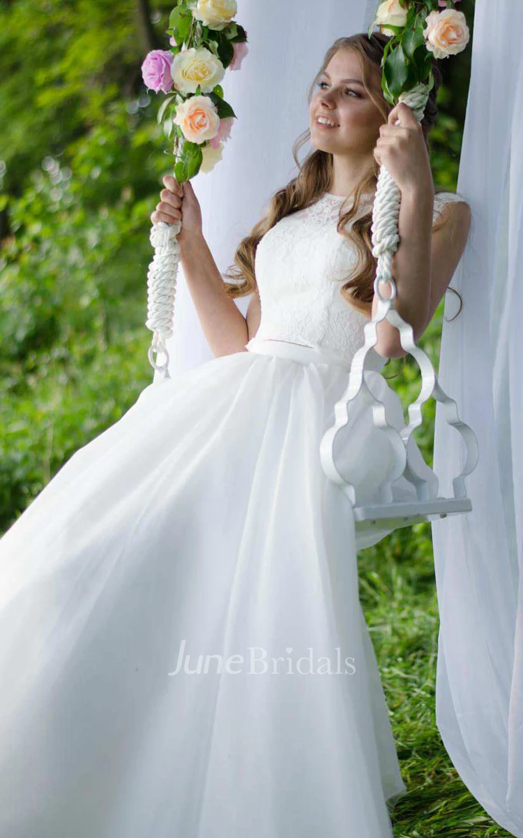 Floor-Length Tulle Satin Lace Wedding Dress