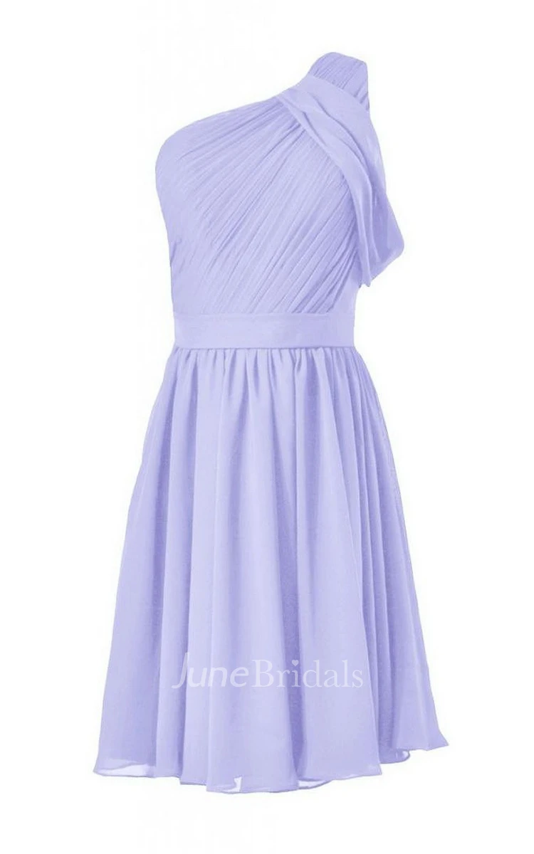 Chic One-shoulder Pleated Short Dress With Drapping