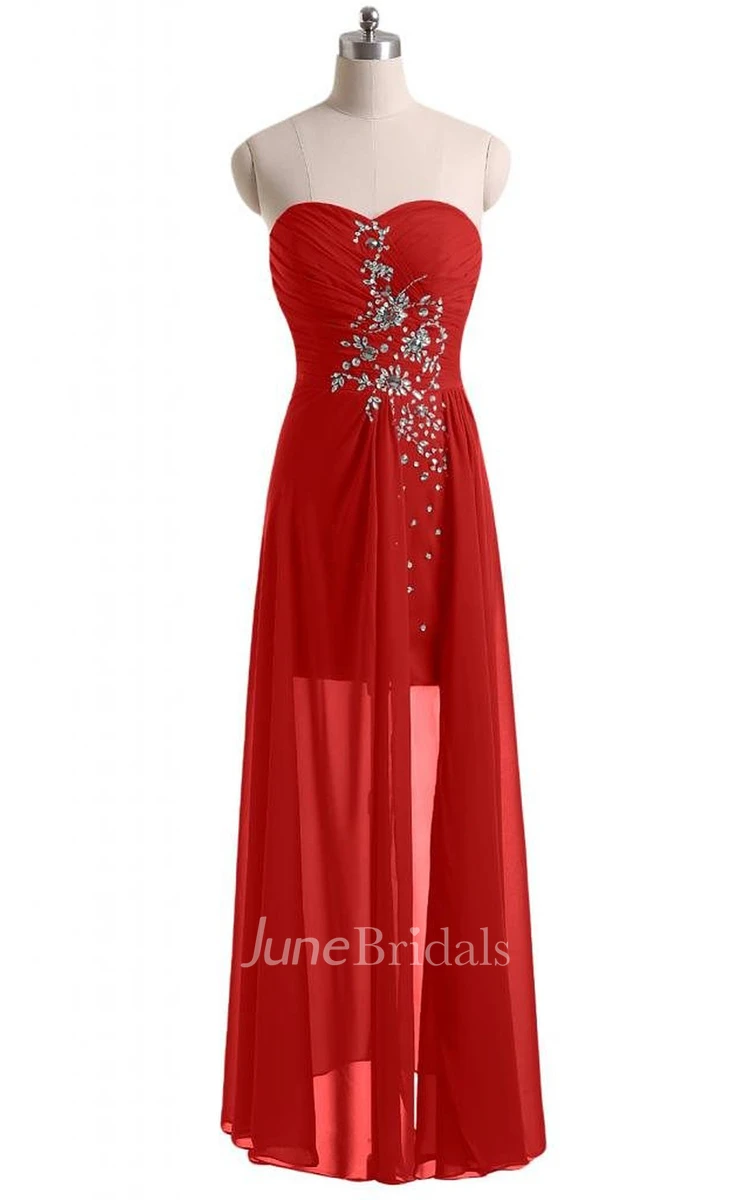 Sweetheart Basque Waist Dress With Crystal Embellishments