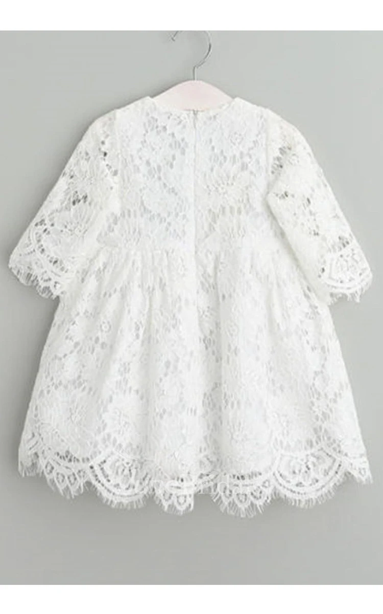 Elegant All Lace Christening Gown With Zipper Back