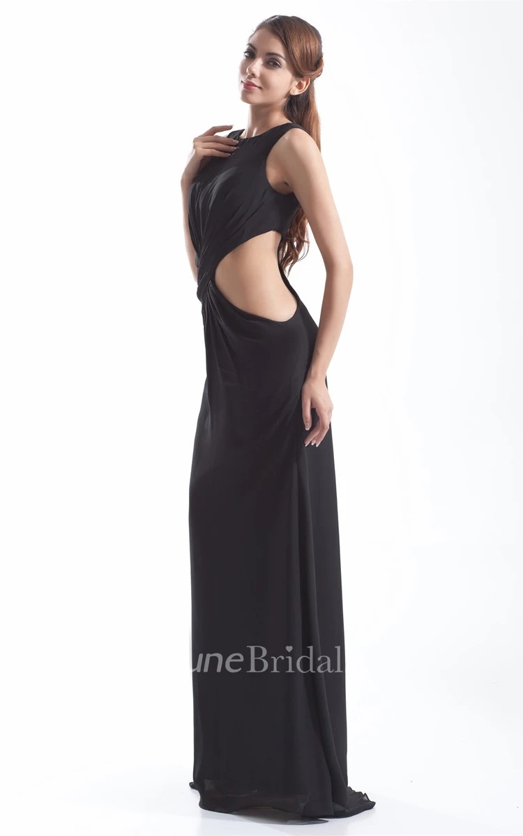 Sleeveless Maxi Dress with Keyhole and Central Ruching
