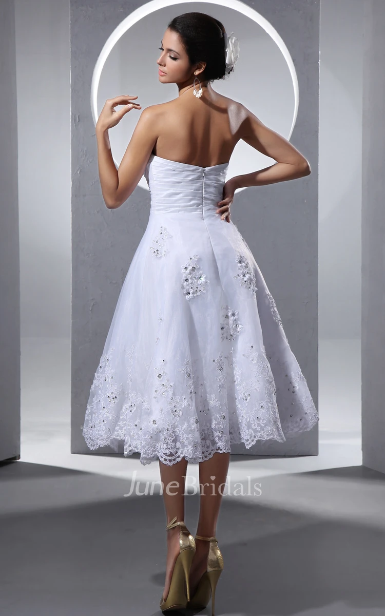 A-Line Crisscross Front Gathering Dress With Lace Appliques