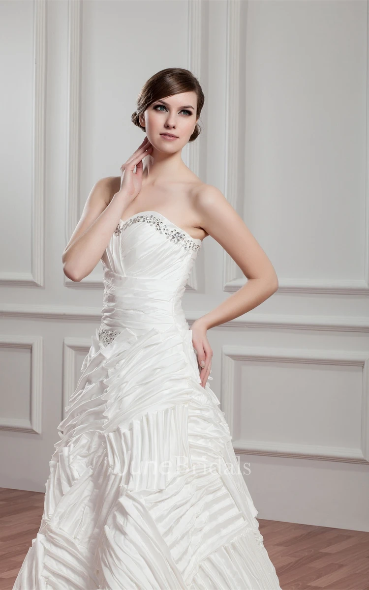 Sweetheart Ruched A-Line Gown with Stress