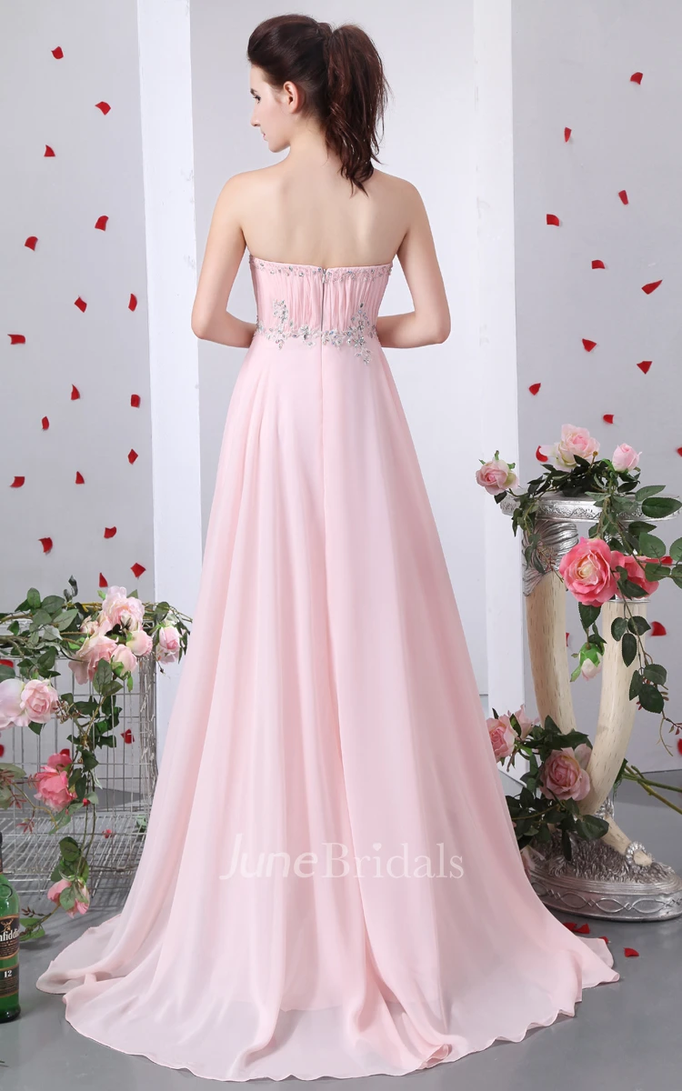 Modern Strapless Ruched Dress With Crystal Detailing And Draping