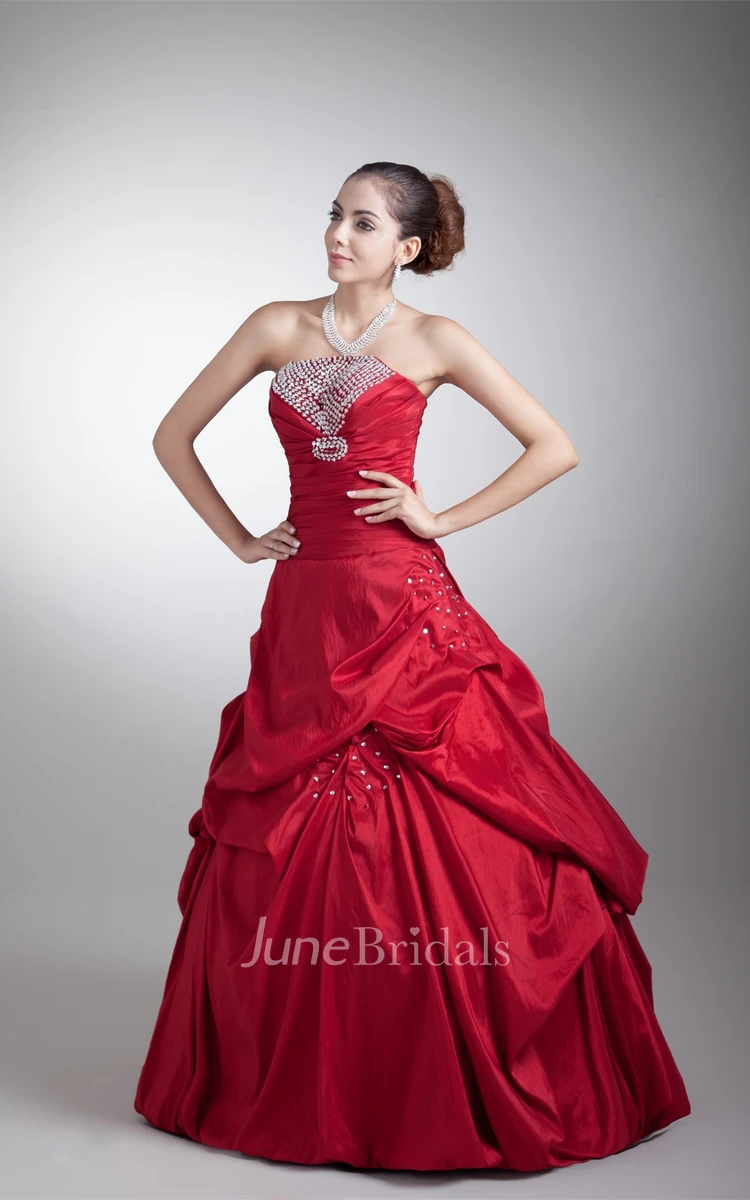 Strapless Pick-Up Ball Gown with Beading and Corset Back