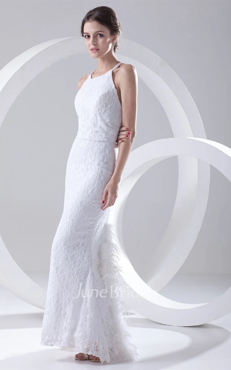 sleeveless sheath ankle-length dress with lace design