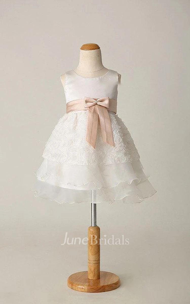 Cute Sleeveless Organza Dress With Flower Skirt