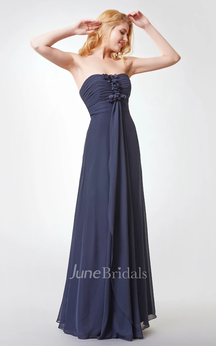 Backless Ruched A-line Long Chiffon Dress With Draping