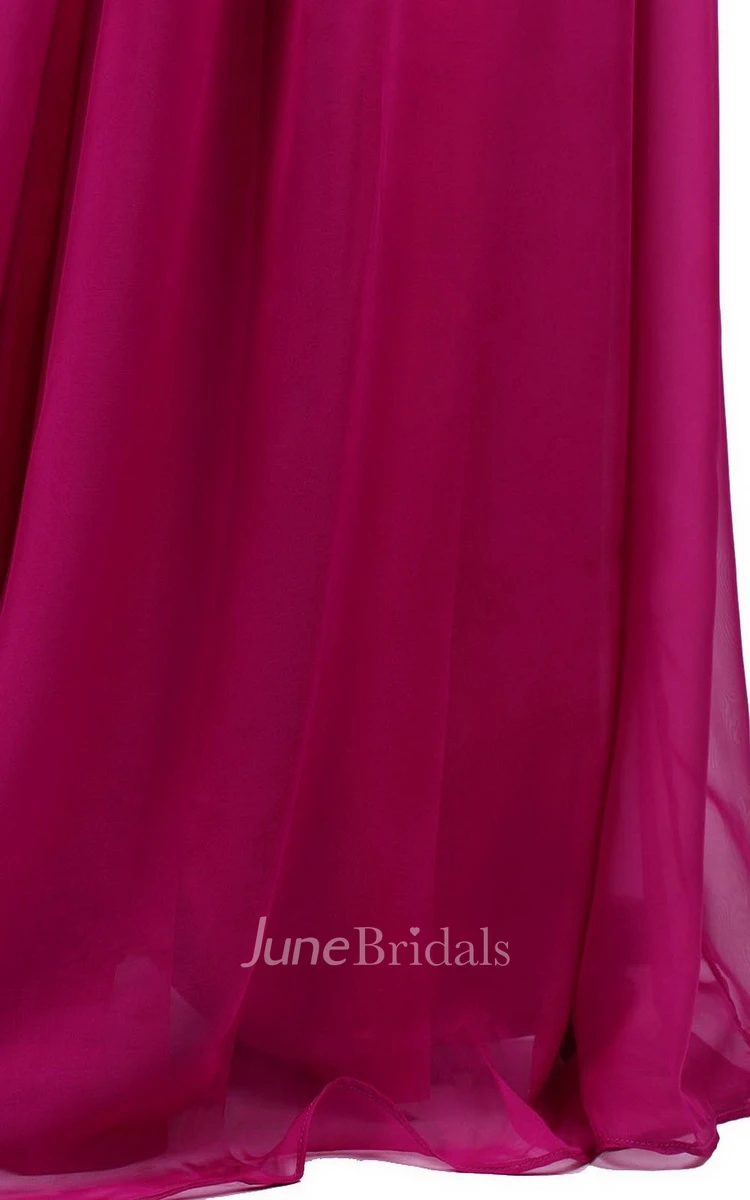 Pure One-shoulder Pleated A-line Gown With Ruched Band