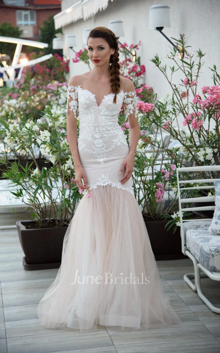Tulle Lace Weddig Dress With Beading