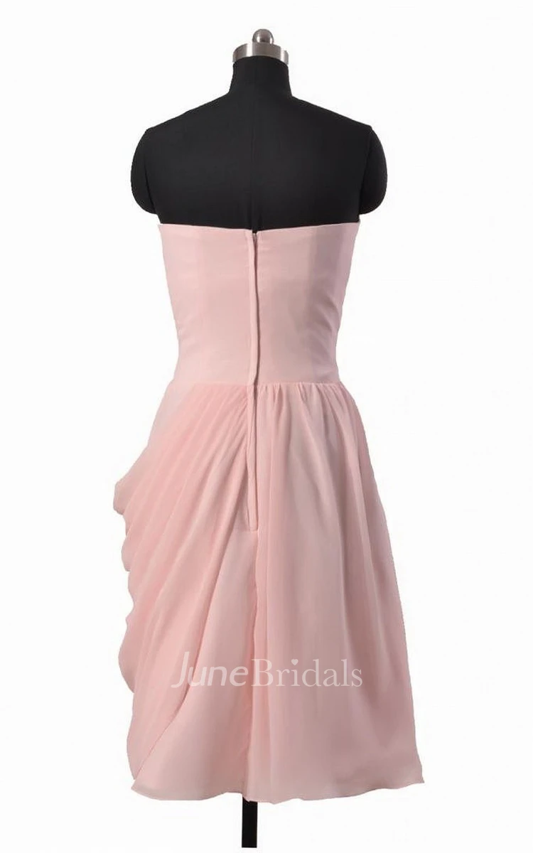 Chic Strapless Sweetheart Side-drappping Short Dress