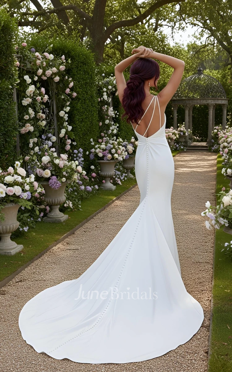Simple One Shoulder Sleeveless Wedding Dress Sexy Slit Pleated Bridal Gown