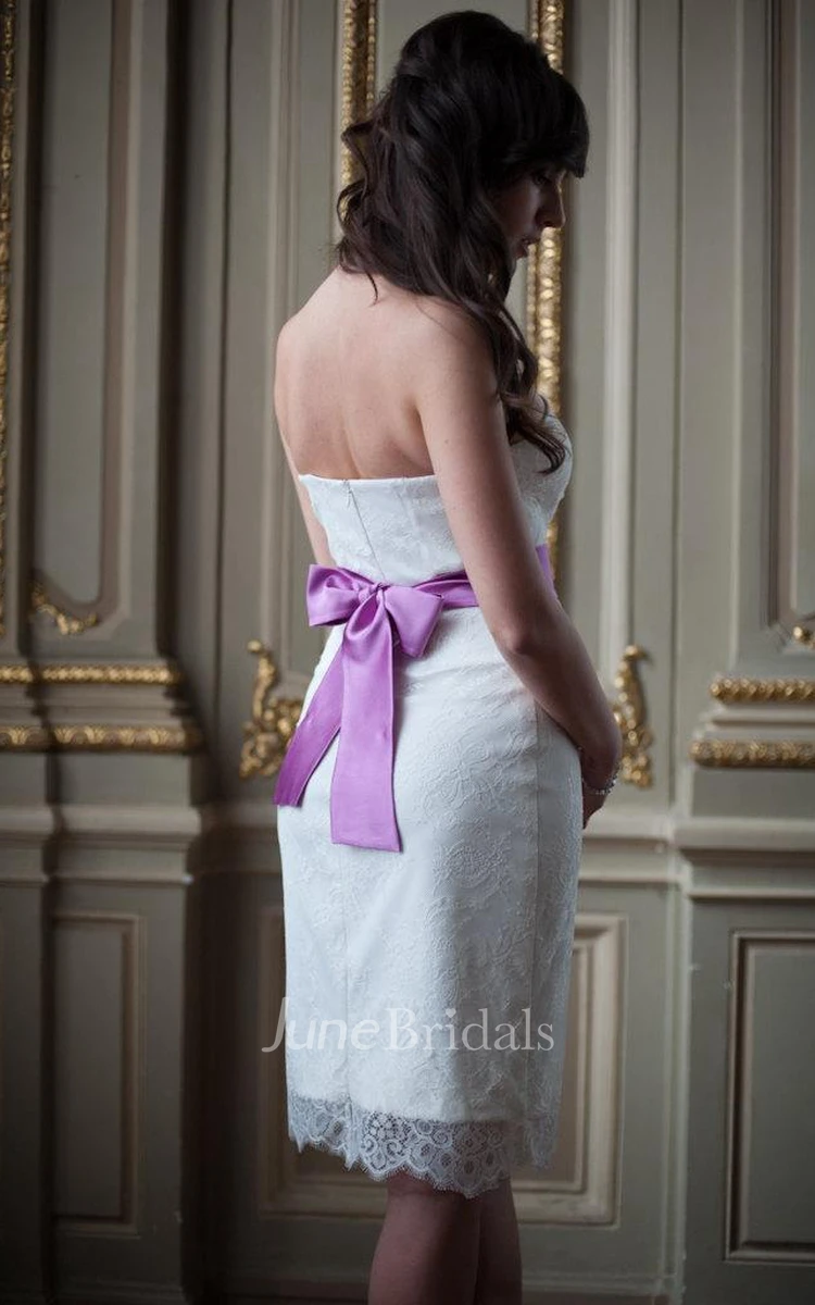 Sweetheart Empire Waist Sheath Lace Wedding Dress With Sash