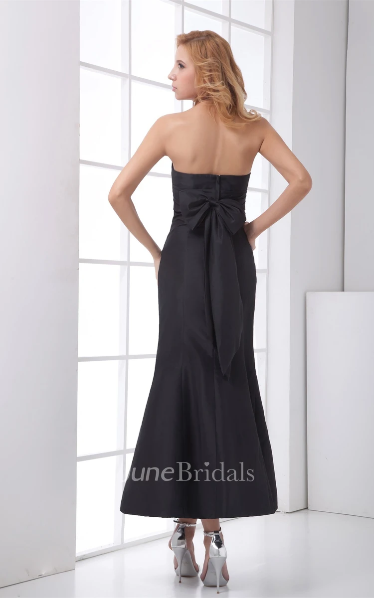 strapless ankle-length mermaid dress with back bow