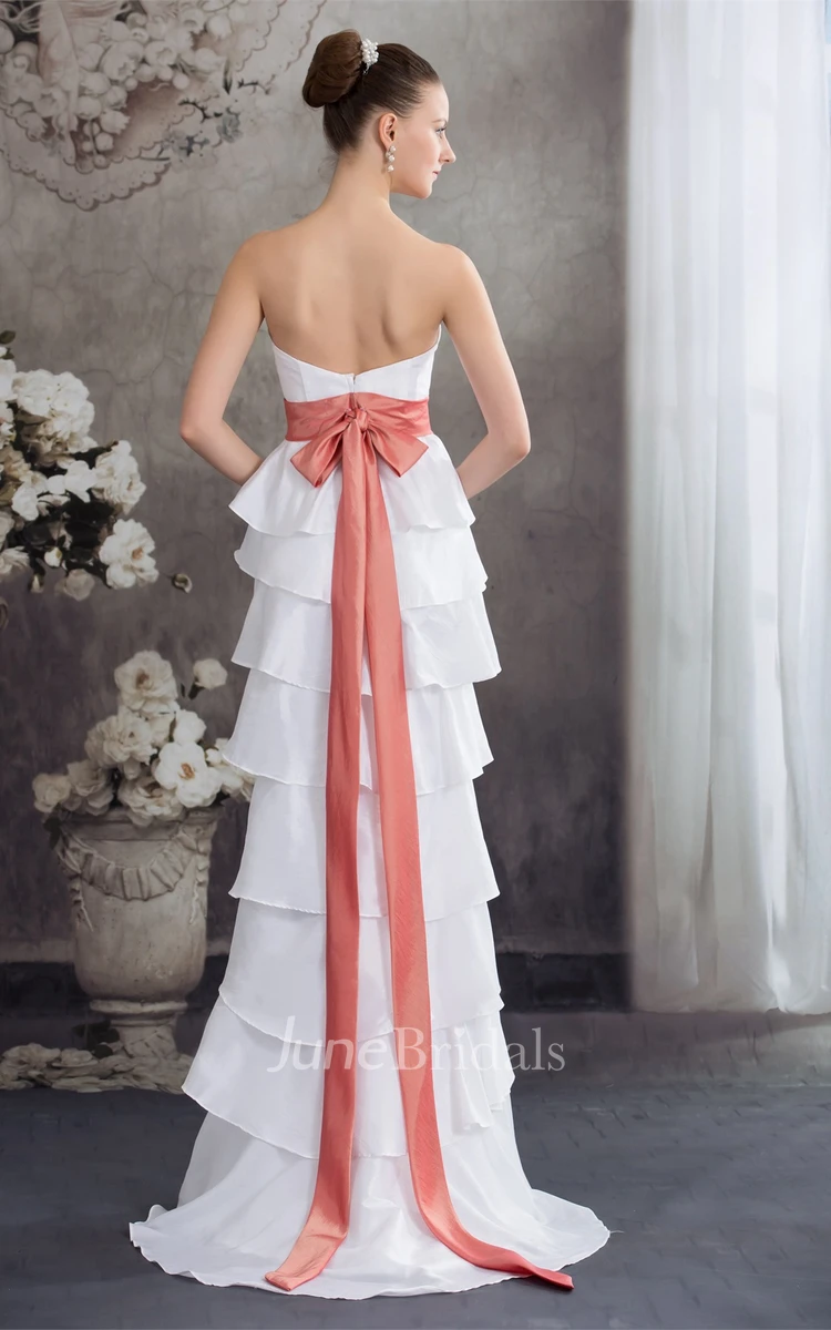 Strapless Tiered Sheath Dress with Flower and Bolero