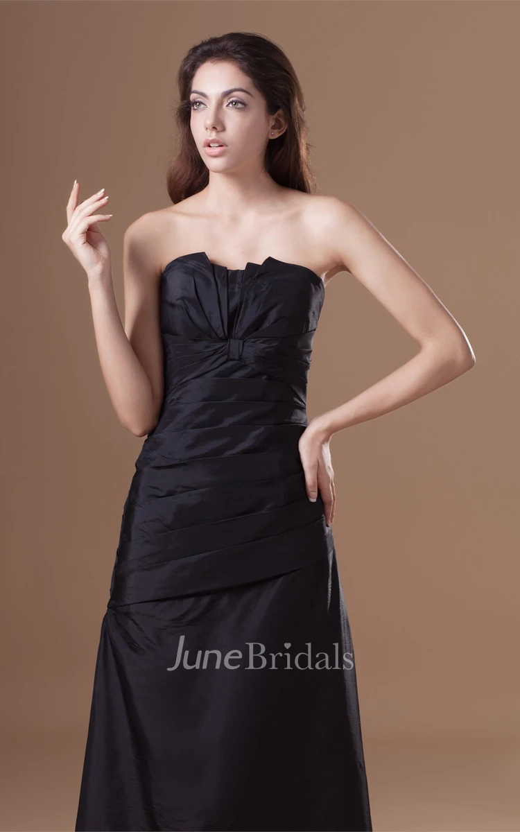 Strapless A-Line Floor-Length Dress with Central Ruching