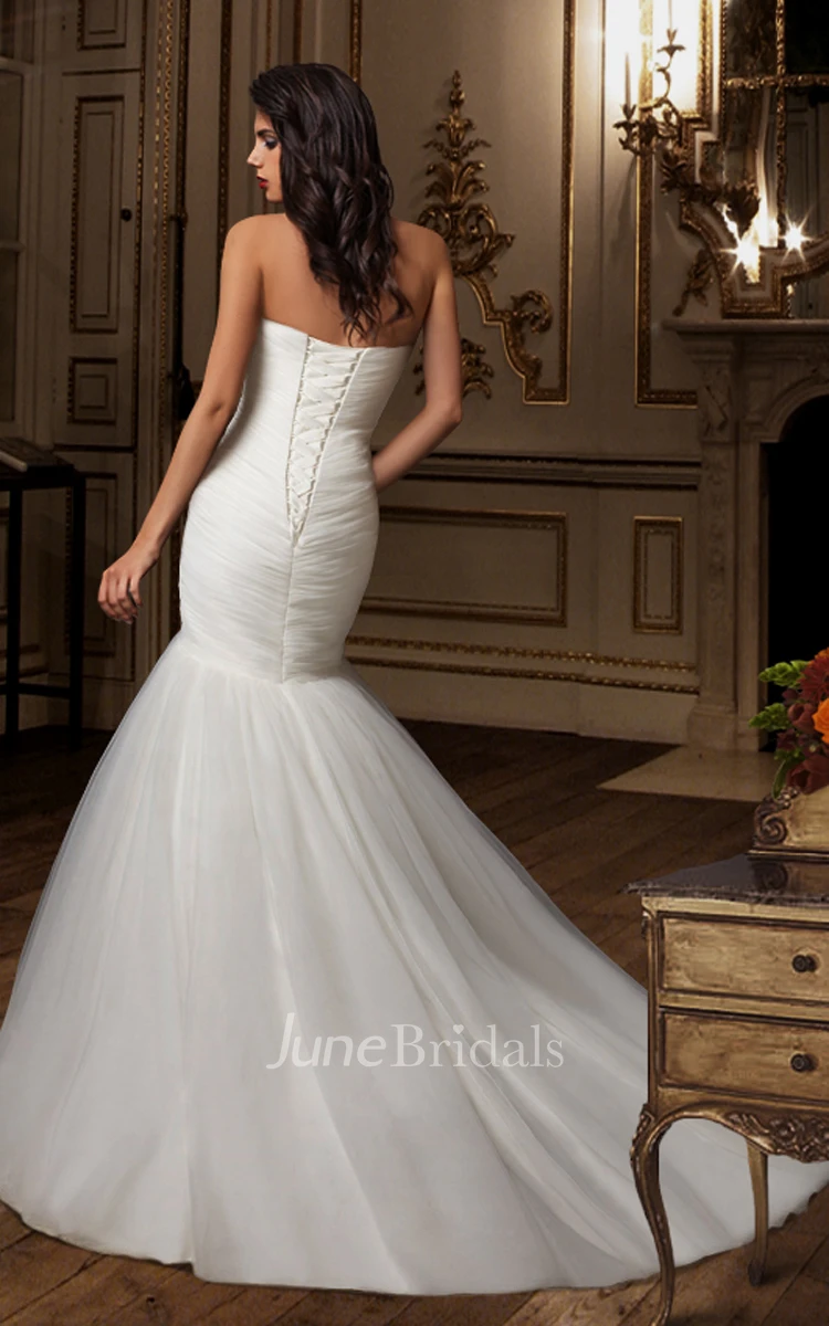 Sweetheart Mermaid Tulle Wedding Dress With Court Train