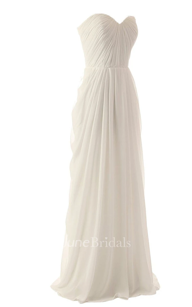 Sweetheart Pleated Chiffon A-line Gown With Zipper Back