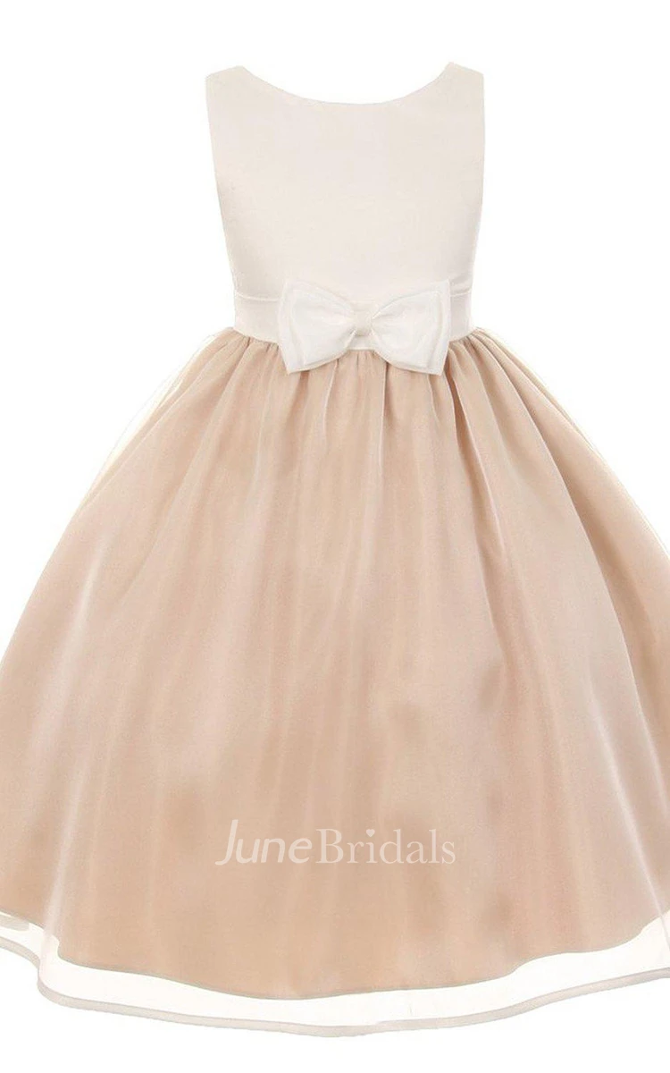 Simple Sleeveless A-line Ruched Dress With Bow