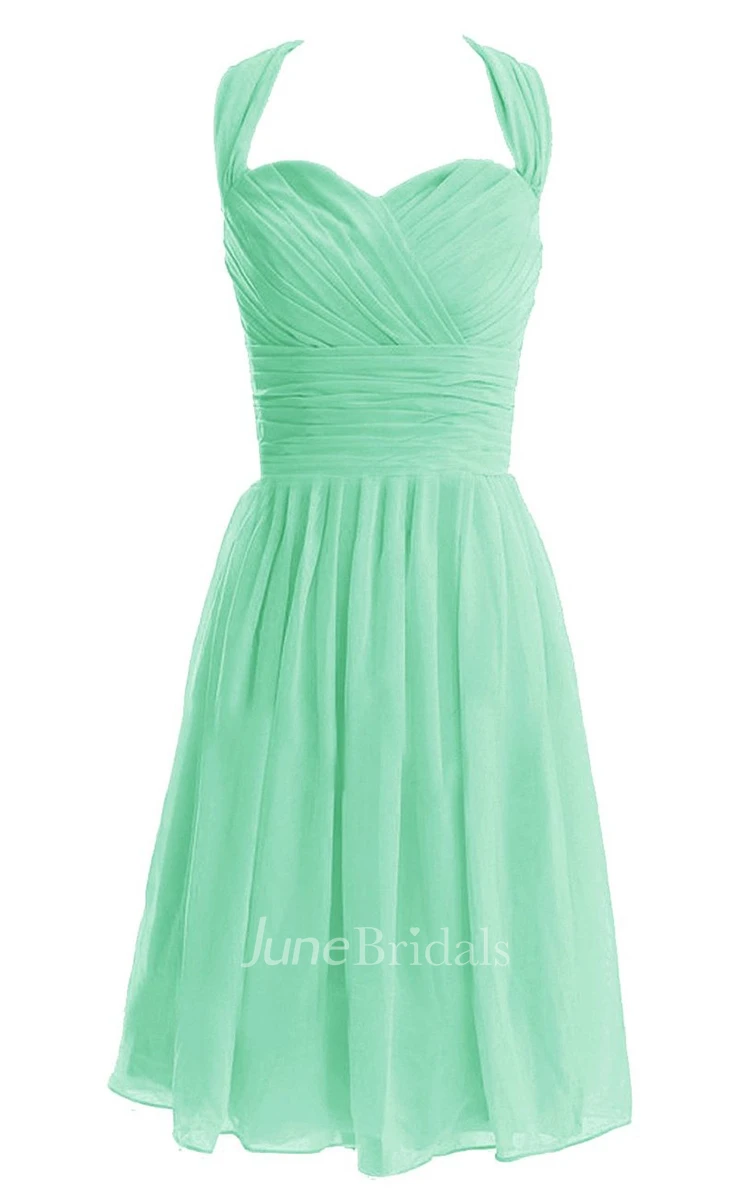 Halter Sweetheart Short Dress With Ruched Band