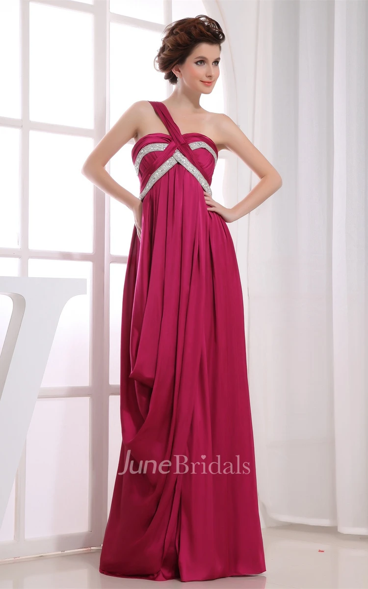 Sleeveless Embroideries Floor-Length Dress with Pleats and Beading