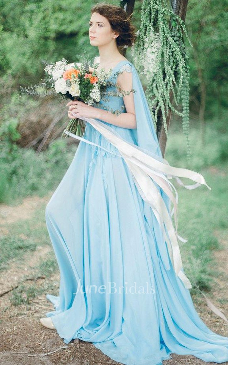 Serenity Bohemian Chiffon Wedding Or Prom Non Traditional Coloured Bridal  Gown Dress - June Bridals