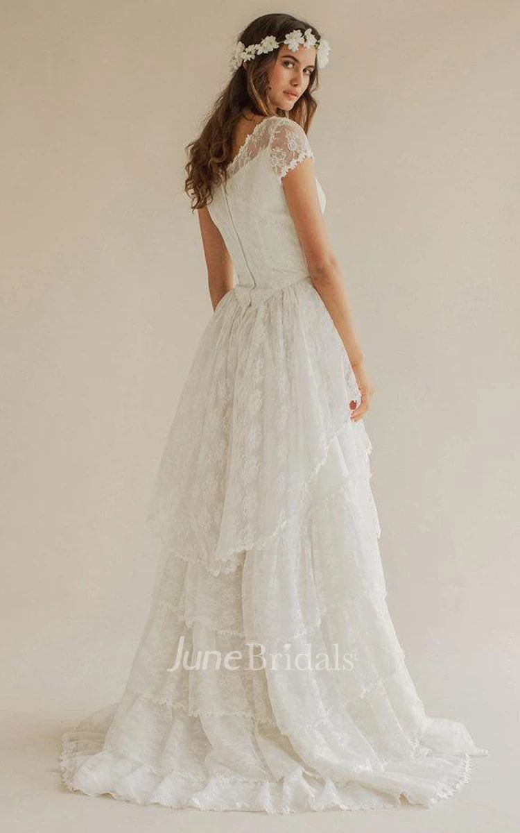 Tiered lace outlet wedding dress