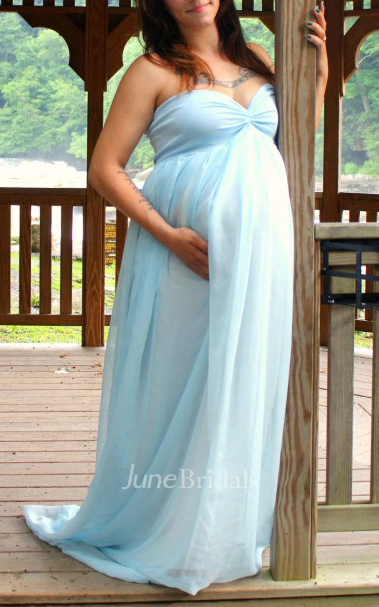 Chiffon Maternity Dress With Split Front&Split