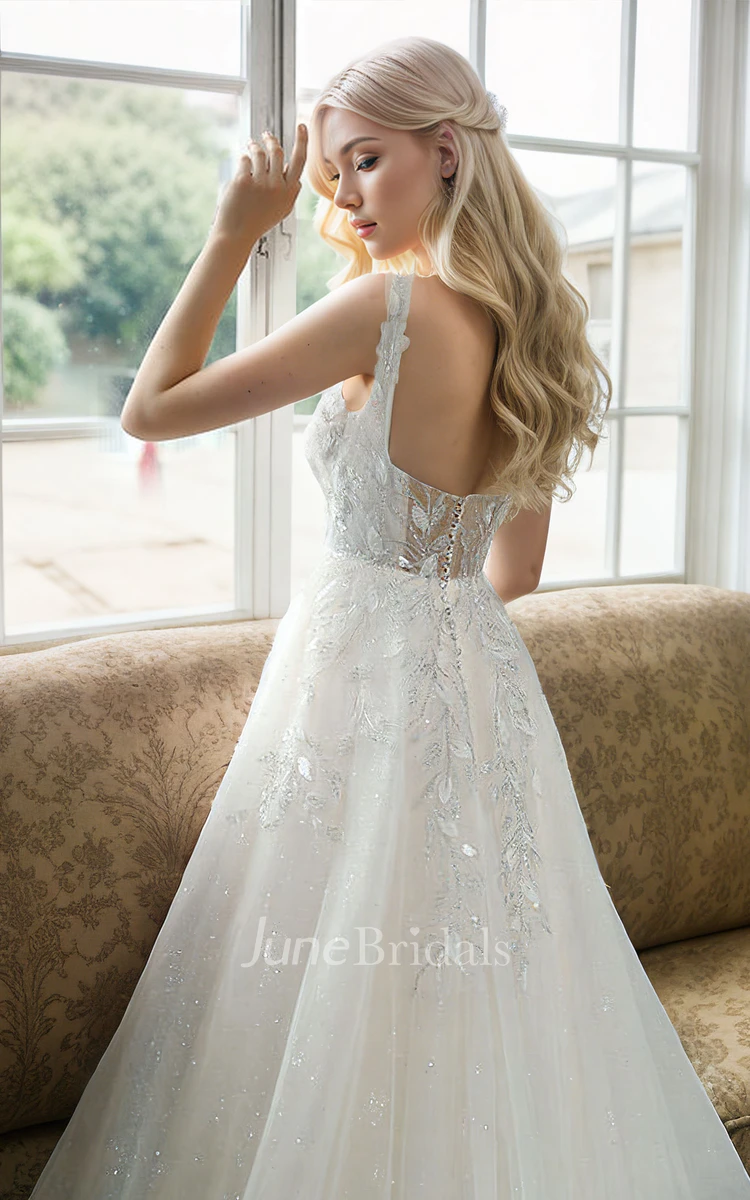 Sexy Lace Appliques Tulle A Line Bridal Wedding Dress Sexy Lace Appliques Tulle A Line Bridal Wedding Dress