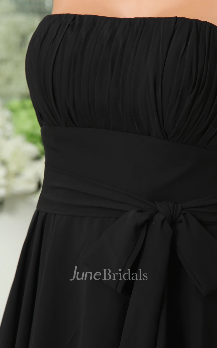 Romantic Strapless Midi Backless Dress With Bow