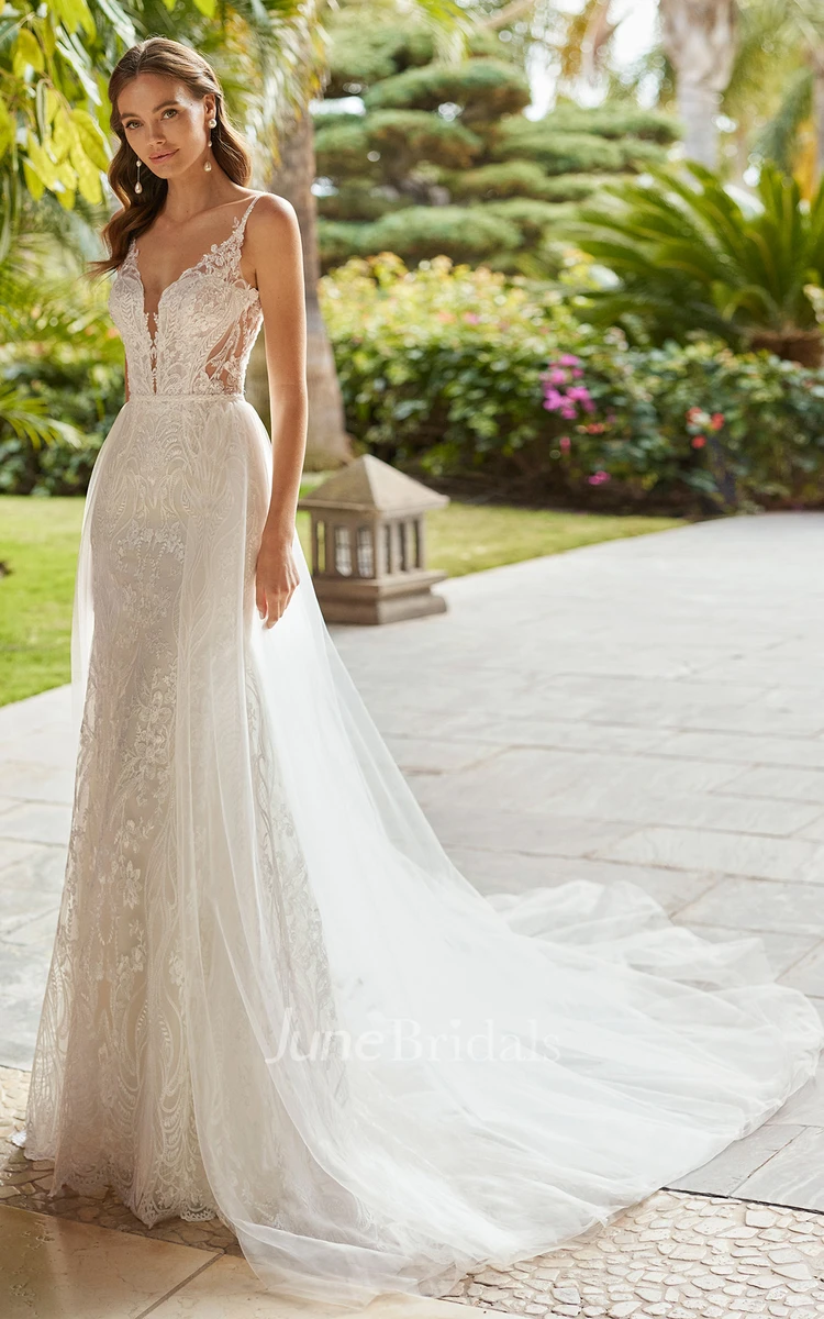 Spaghetti Straps Mermaid Lace Bohemian Beach Wedding Dress Casual Sexy Western Adorable With Open Back And Appliques