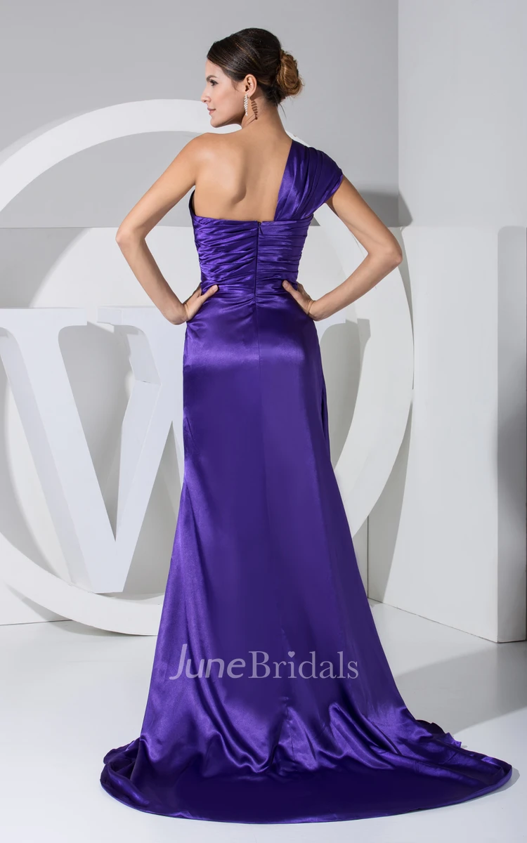 Asymmetrical Front-Split Long Dress With Single Strap