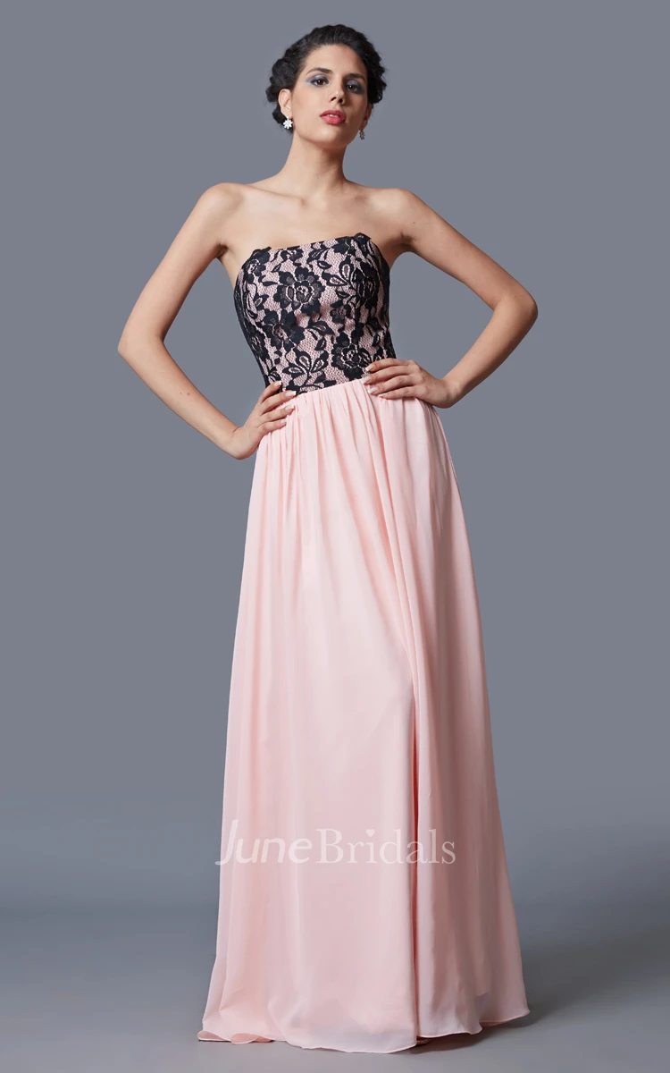Fantastic Sleeveless Lace Appliqued Long Chiffon Dress With Pleats