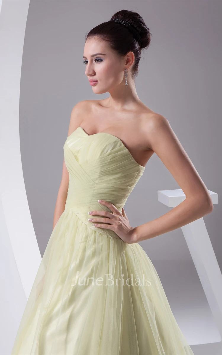 Sweetheart Tulle A-Line Ball Gown with Ruching and Pleats