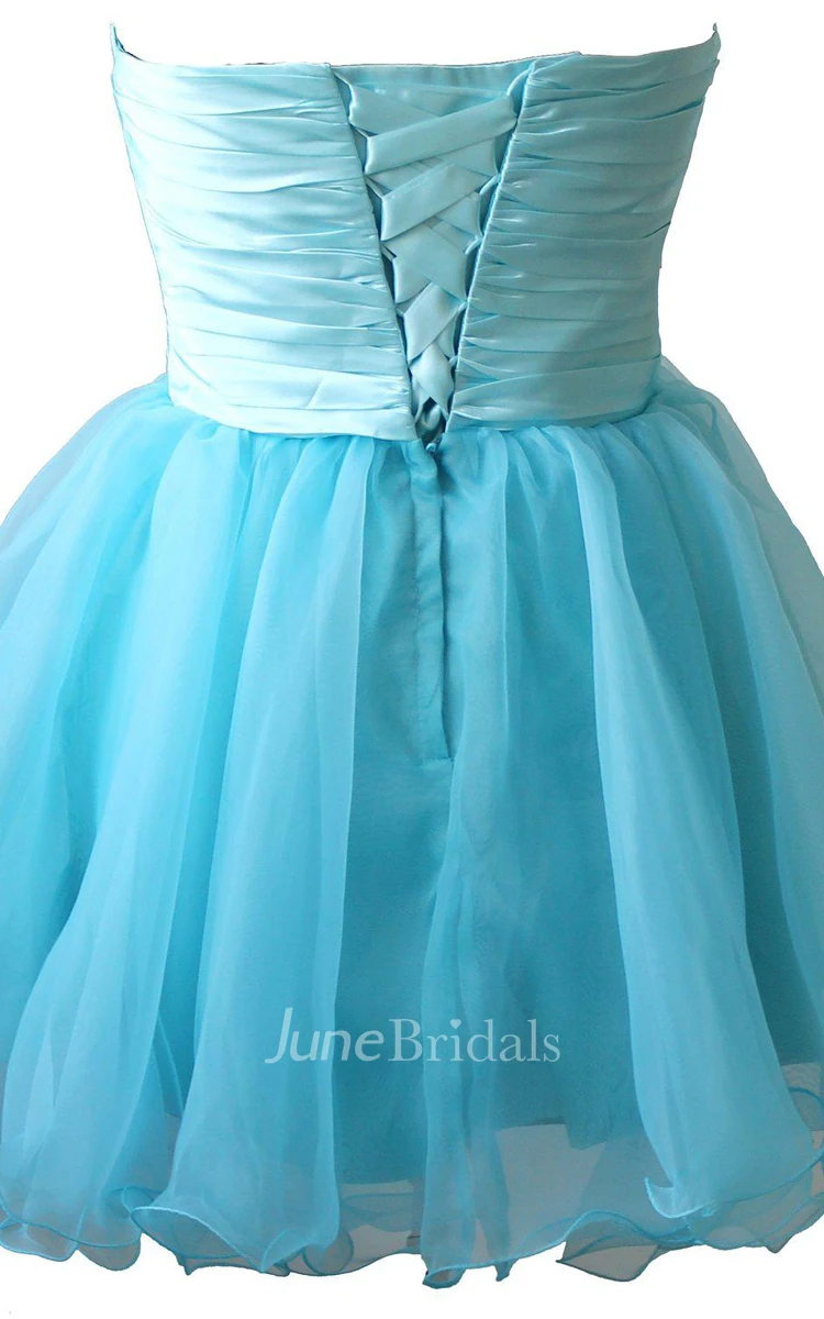 Sweetheart Short Layered Dress With Beadings and Ruffles