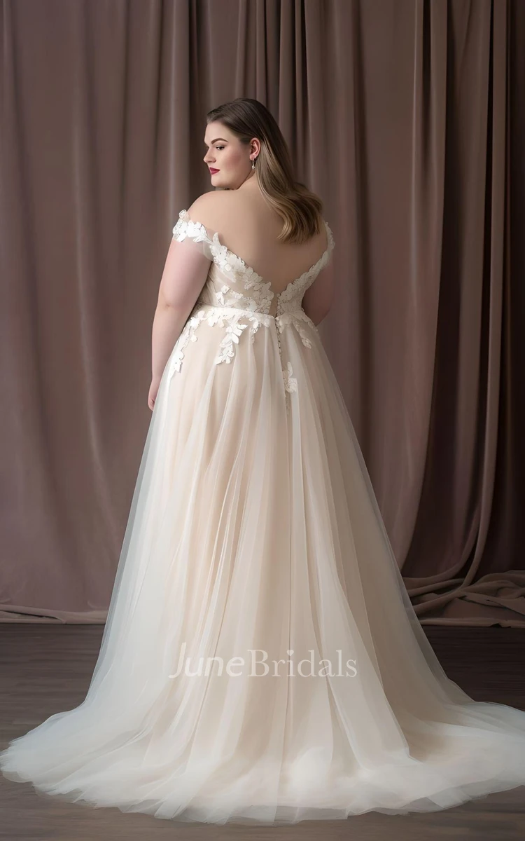 Plus Size A-Line Tulle Sleeveless 2024 Wedding Dress Simple Sexy Elegant Romantic V-neck Floor-length Sweep Train
