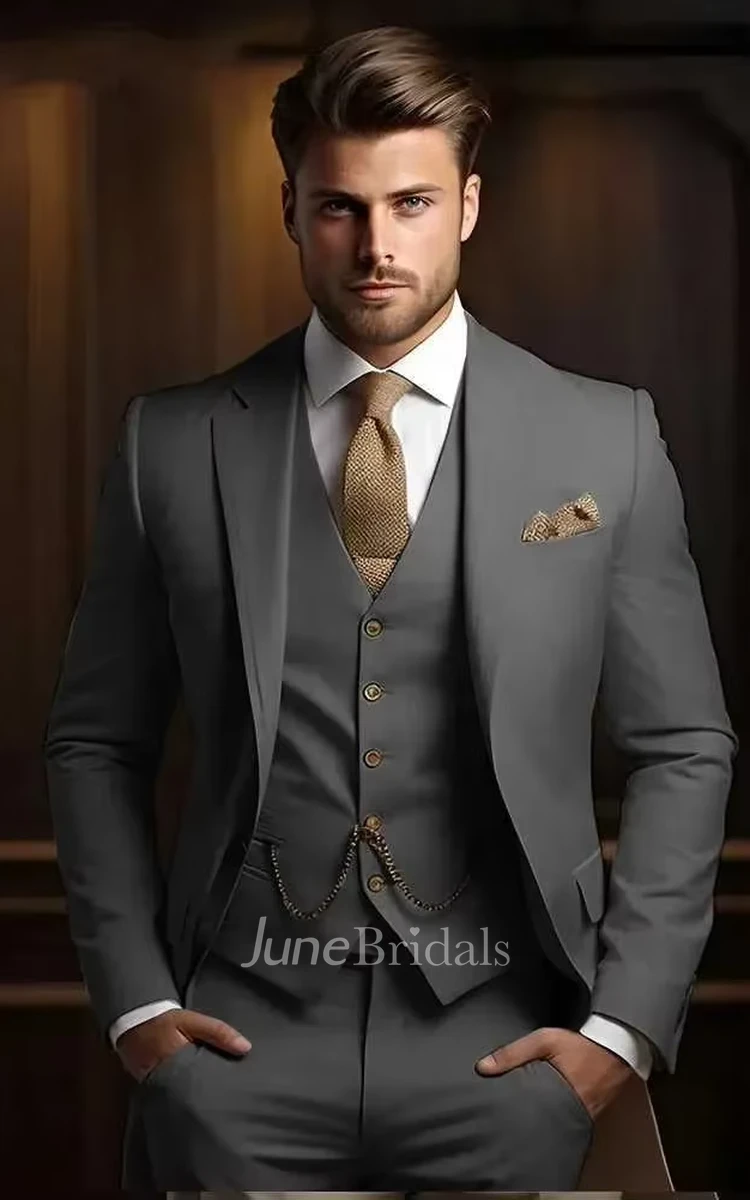 2025 Formal 3 Piece Men's Wedding Suits Elegant Slim Fit Single Breasted Prom Party Suits Blazer Jacket Vest Pants