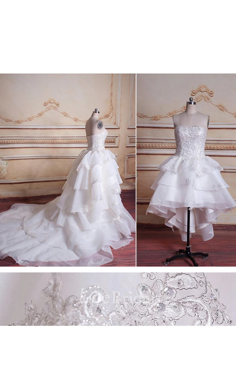 Ball Gown Chapel Train Tulle Lace Organza Satin Dress With Beading Appliques