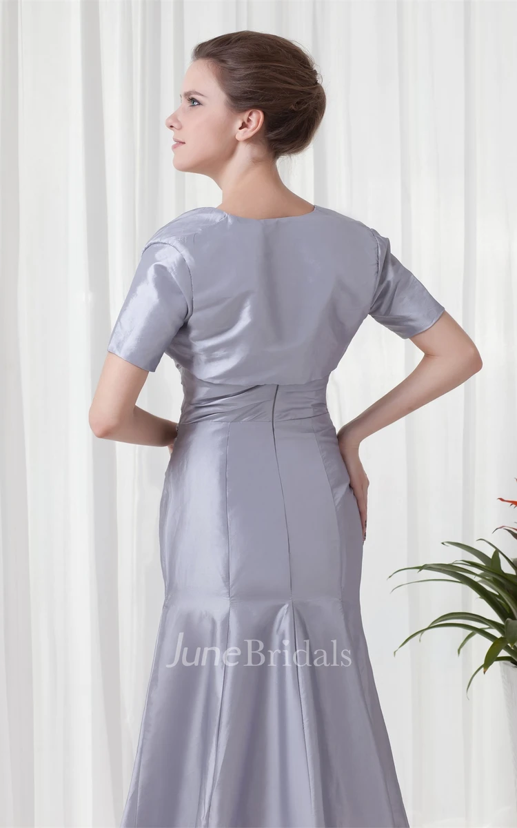 Refined Ruched Trumpet Gown with Stress and Bolero