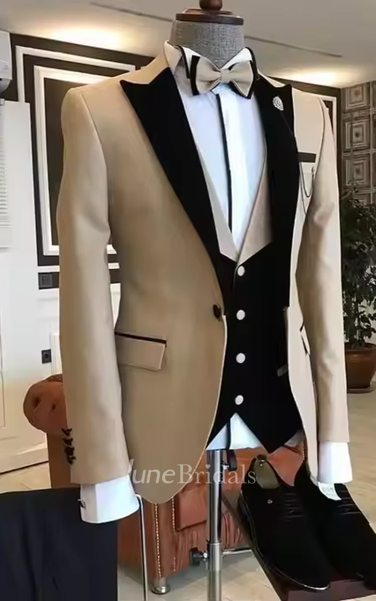 2025 Modern Men's Wedding Tuxedo Peak Lapel Groom Tuxedo Jacket Pants Vest