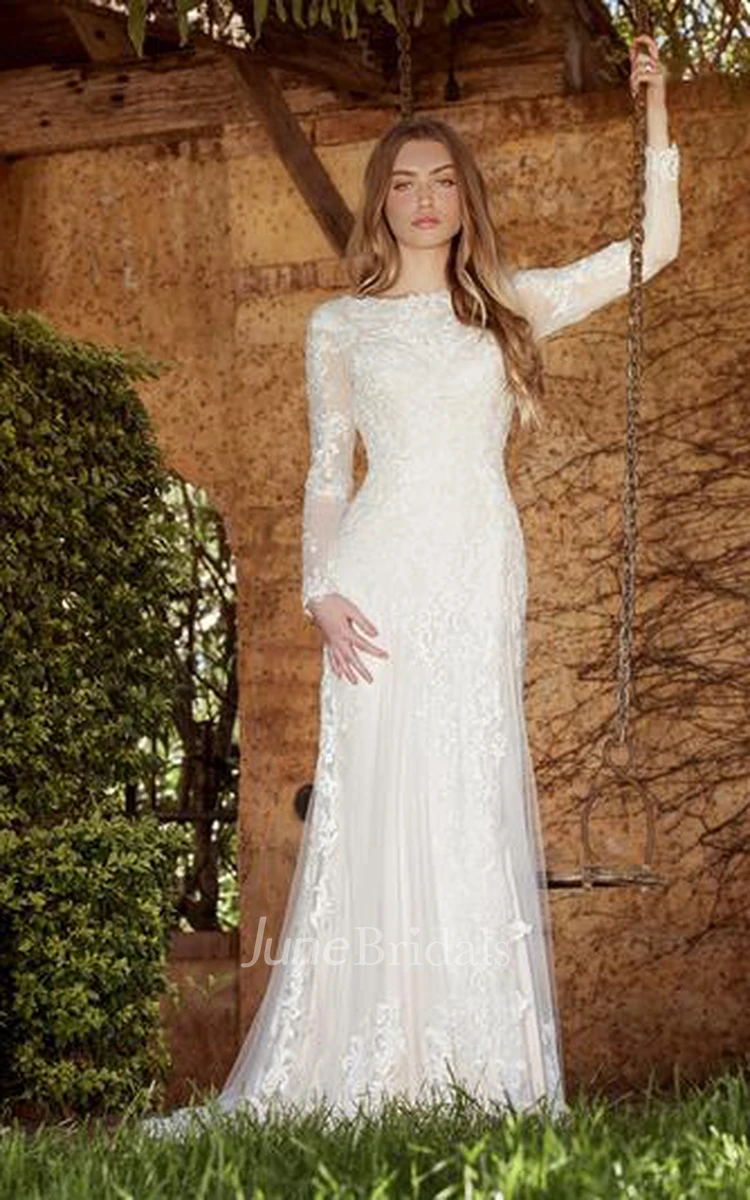 Sheath Wedding Dress with Train