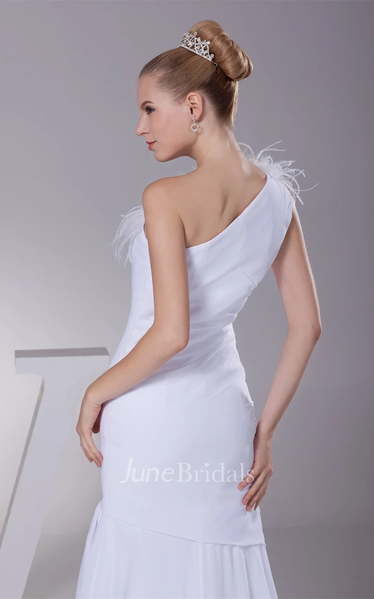 One-Shoulder Chiffon Sheath Dress with Draping