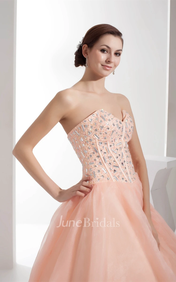 Sweetheart Pleated A-Line Ball Gown with Gemmed Bodice