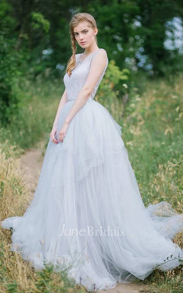 Satin and hotsell tulle wedding dress