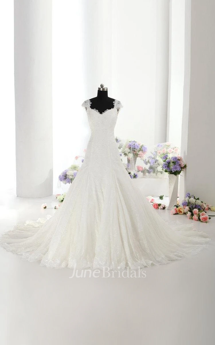 Beautiful Lace Mermaid Wedding Dress With Cap Sleeves Made to Order
